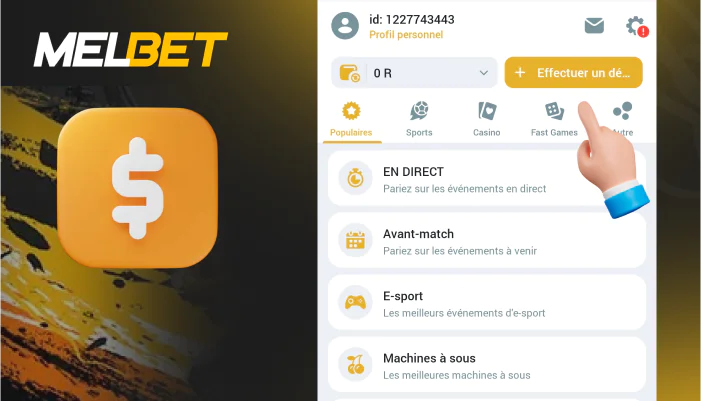 Cliquez sur le bouton Effectuer un dépôt, étape 3